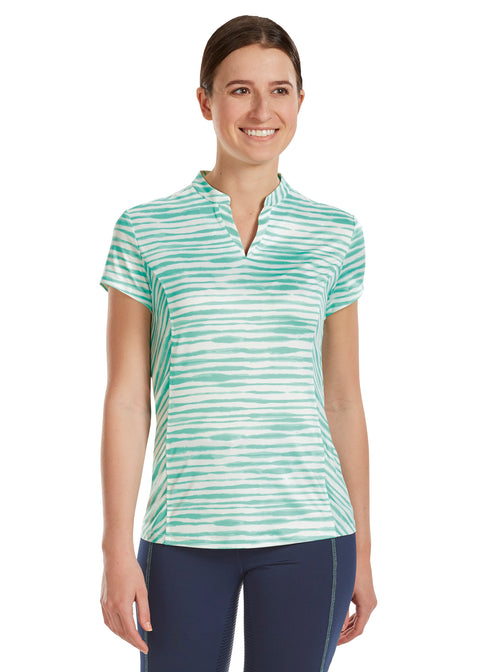 Dover Saddlery® Ladies’ Notch-V Stripe Short Sleeve Shirt