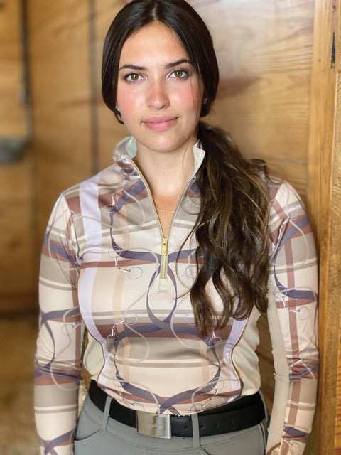 Arista® Ladies’ Modern Plaid Quarter-Zip Top