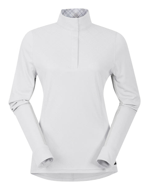 Kerrits® Ladies’ Petite Encore Long Sleeve Show Shirt - White/Lucky Diamond / Xs - Show Shirts