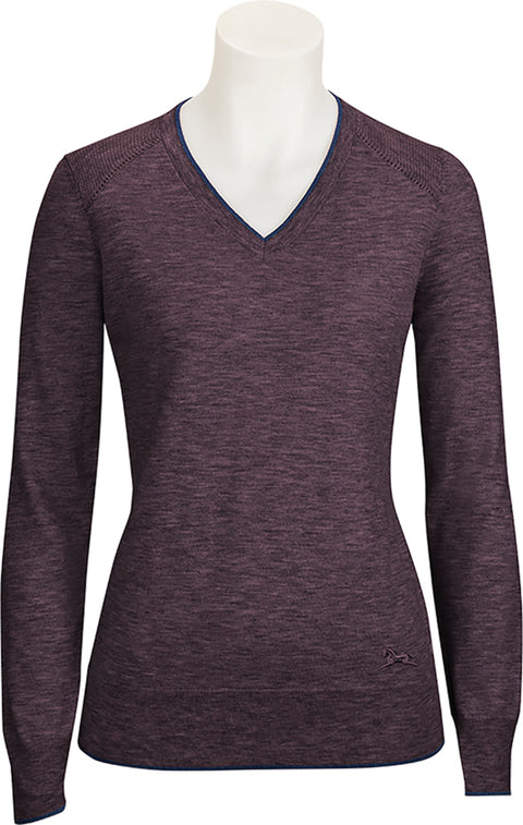R.J. Classics Ladies’ Natalie V-Neck Sweater - Eggplant Heather / Xs(0) - Sweaters & Sweatshirts