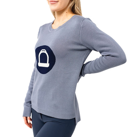 TKEQ Ladies’ Stirrup Crewneck Sweater - Denim / Xs - Sweaters & Sweatshirts
