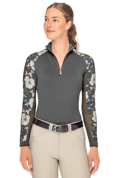 Kastel Denmark Ladies’ Sondra Quarter-Zip Long-Sleeve Raglan Shirt