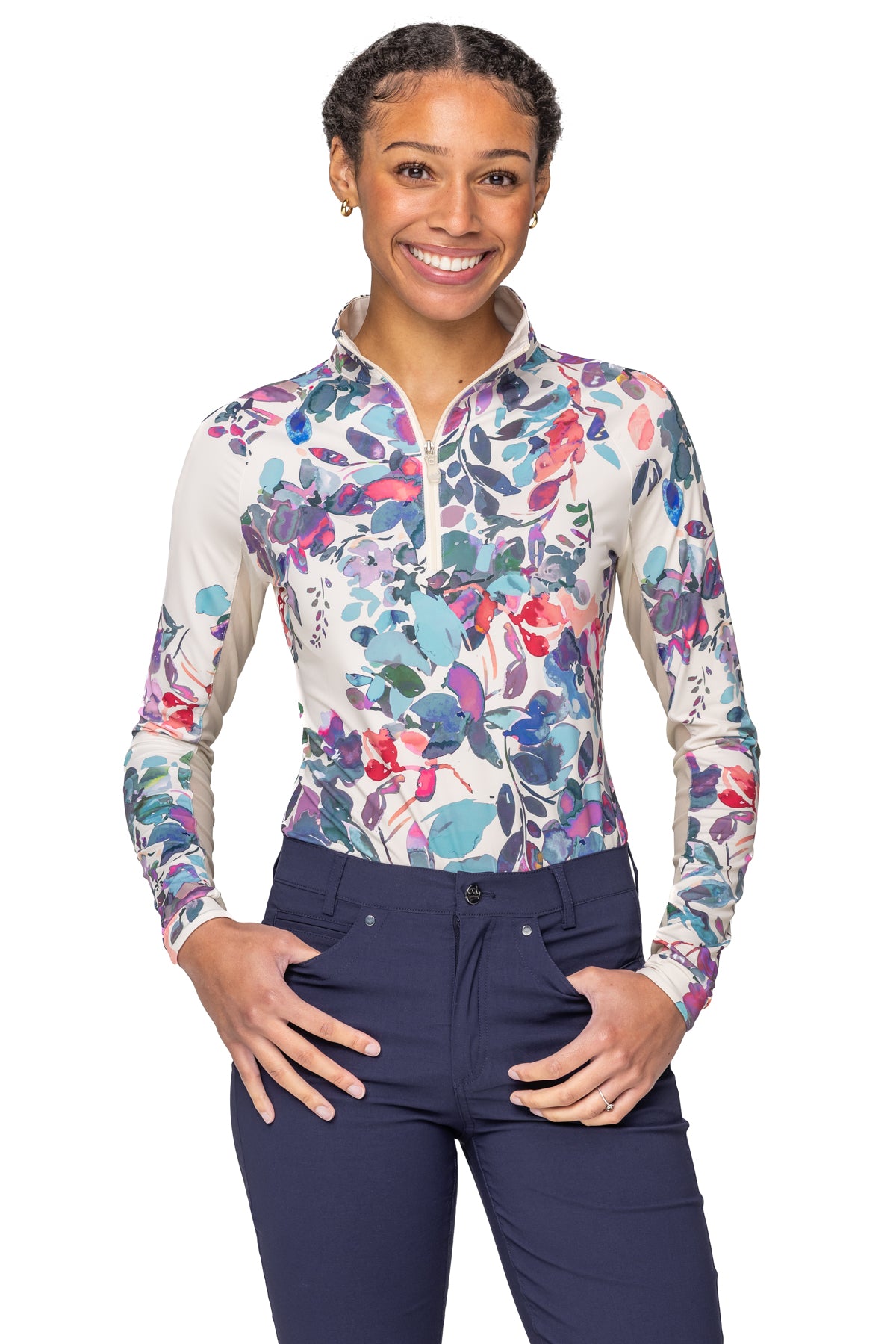 Kastel Denmark Ladies' Quarter-Zip Long-Sleeve Shirt 