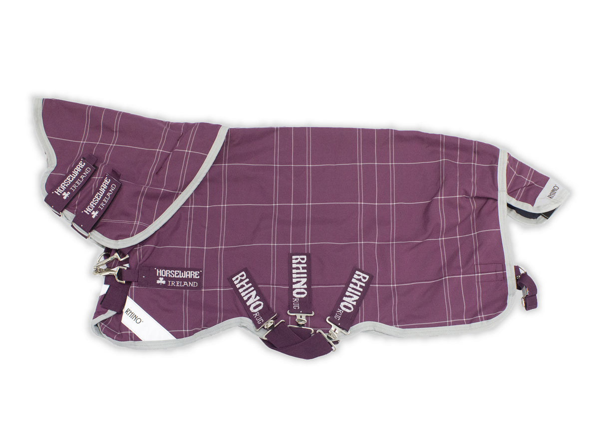 Tappeto Horseware Rhino Pony Plus 200g &ndash; Medio Peso &ndash; Colore Bacca/Navy &ndash; Taglie 3'9-5'9