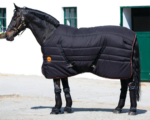 Horsware® Rambo® Ionic 200 Gram Stable Blanket - Black/Black/Orange Stripe / 66 - Stable Blankets