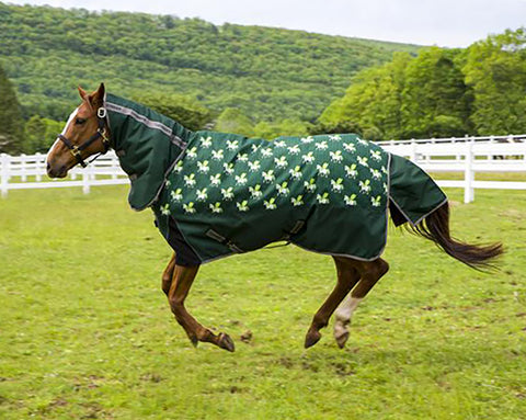 TuffRider® Pony 1200D Ripstop 220 Gram Horse Print Combo Neck Two-Tone Turnout Blanket