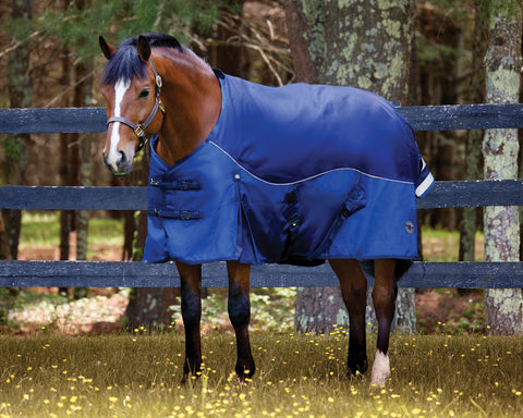 NorthWind™ Light-Weight Turnout Blanket with Detachable Neck–100 grams - Navy/Navy Peony / 68 - Turnout Blankets