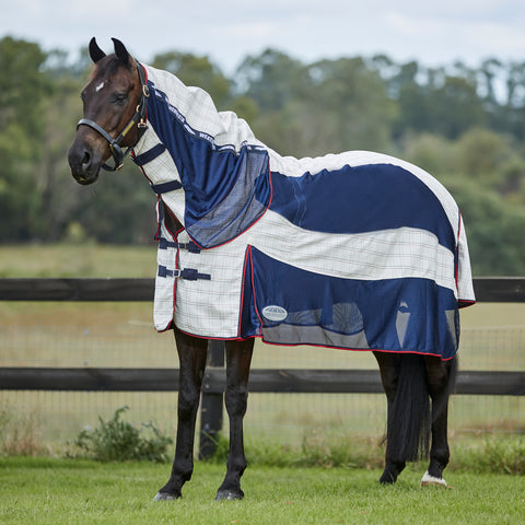 WeatherBeeta® Breeze with Surcingle IV Combo Neck Summer Sheet - White/Navy/Red / 66 - Fly Sheets