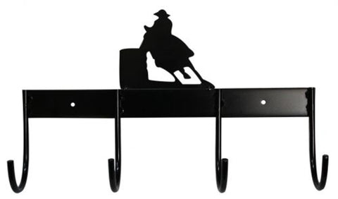 4-Hook Flat Tack Rack with Barrel Horse Silhouette