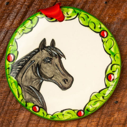 Hand-Painted Horse Wreath Ornament