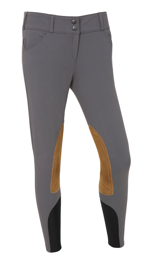 THE TAILORED SPORTSMAN™ Ladies’ Low-Rise Vintage Patch Breech with Boot Sock Bottoms - Graphite / 22 - Knee Patch