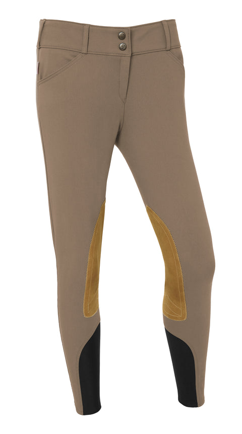 THE TAILORED SPORTSMAN™ Ladies’ Low-Rise Vintage Patch Breech with Boot Sock Bottoms - Hazelnut / 22 - Knee Patch