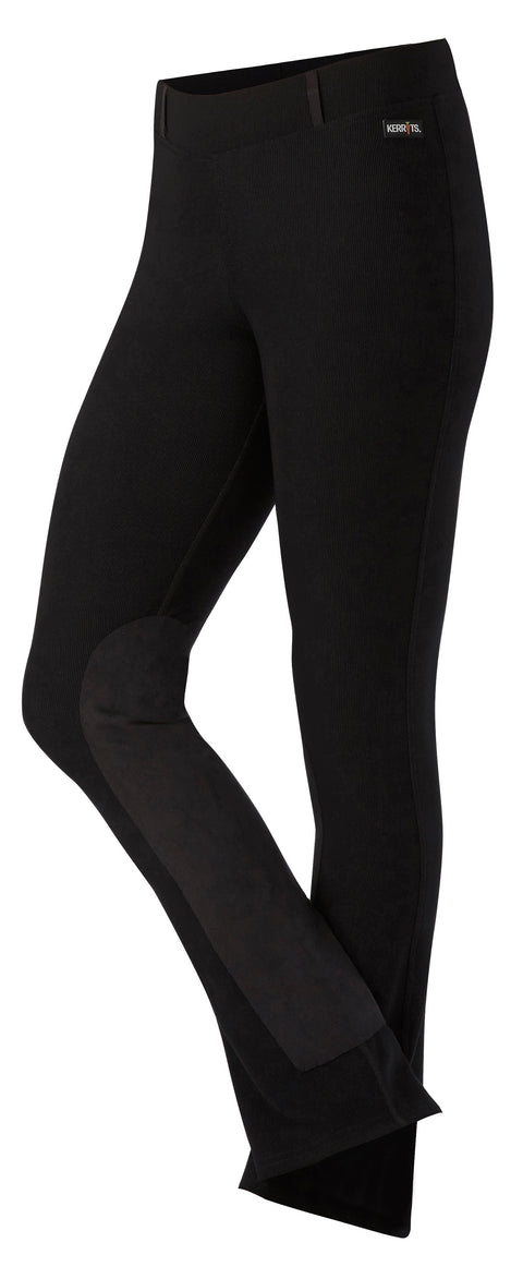 Kerrits Ladies’ Tall Microcord™ Bootcut Pocket Knee-Patch Breech - Black / 1X - Knee Patch Breeches