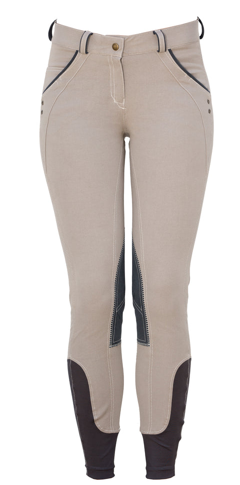 Horseware® Ladies’ Denim Breech - Grey Denim / 24 - Knee Patch Breeches