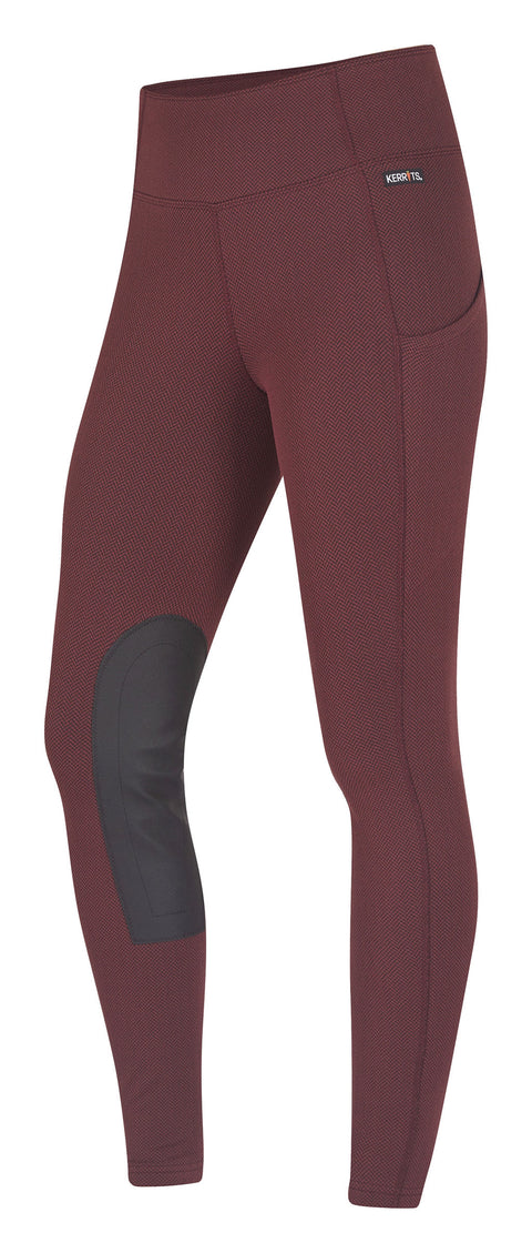 Kerrits® Ladies’ Fleece Lite II Knee-Patch Tight - Mahogany Herringbone / 1X - Winter Breeches