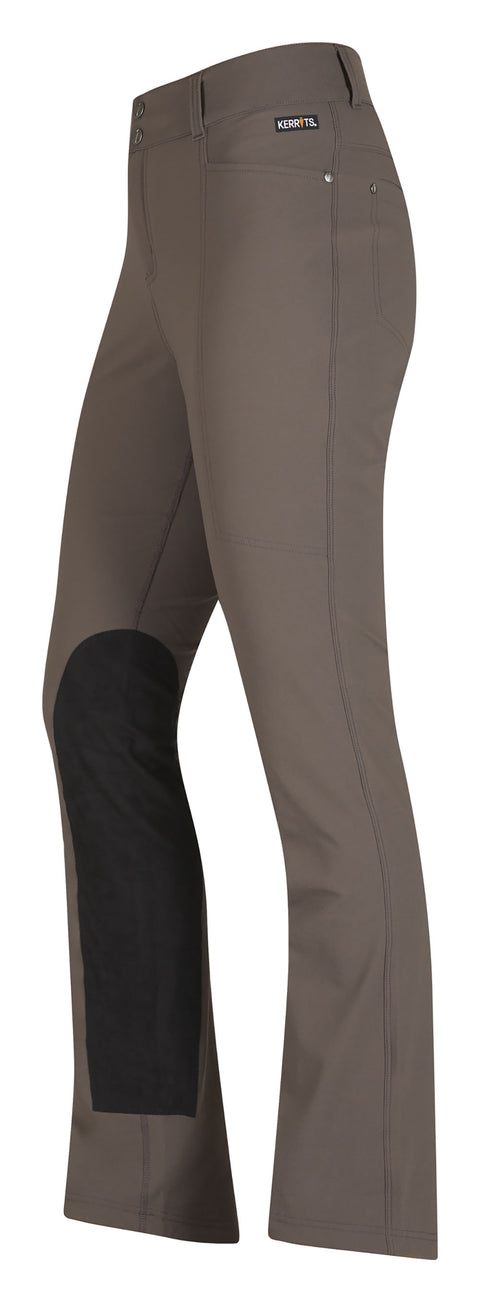 Kerrits® Ladies’ Dynamic Extended Knee-Patch Bootcut Riding Pant - Sable / S-Tall - Knee Patch Breeches