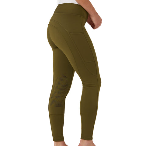 Horze Ladies’ Active Winter Silicone Knee-Patch Tight with Phone Pockets - Tights