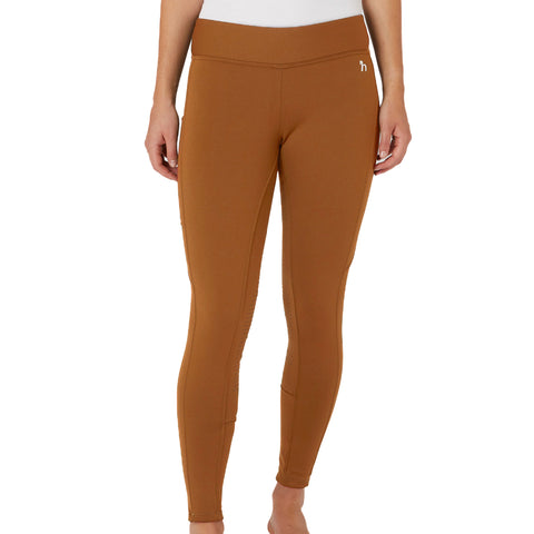 Horze Ladies’ Active Winter Silicone Knee-Patch Tight with Phone Pockets - Caramel Cafe / 22 - Tights