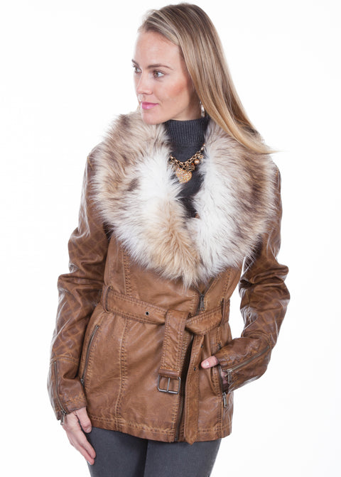 Scully Leather Ladies’ Oversize Faux-Fur Collar Jacket