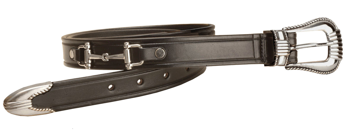 Tory Leather Belt with Bits and Silver-Colored Three-Piece 