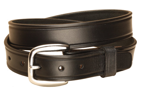 Tory Leather 1 1/4’’ Plain Leather Belt - Black/Nickel / 28 - Belts